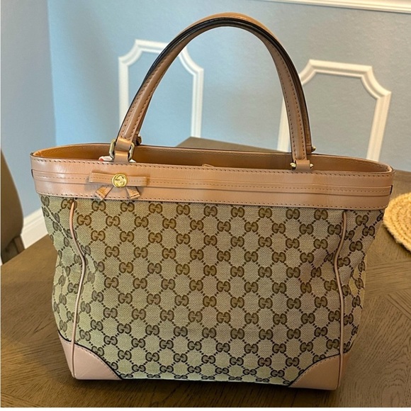 Gucci Handbags - Gucci GG Canvas Tote Bag Tan Leather Trim Small/Medium Classic Monogram